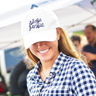 Lake Junkie Embroidered White Hat Lake Life Baseball Cap Unisex #M190VL-WHT-LAKEJUNK - Baseball Cap - Women’s