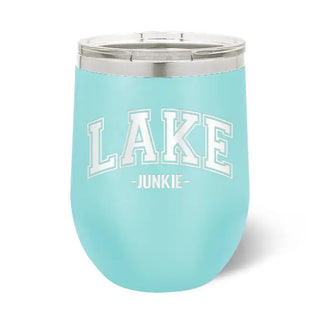 Lake Junkie Tumbler Teal 12oz Insulated Cup Lake Lover Boating Gift #TWB12-LAKEJK-TEAL - Insulated Mug/Tumbler