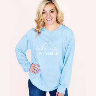 Lake Life Best Life Long Sleeve Shirt Cozy Lake Graphic Tee #HPLS-LKLIFE - Screen Printed T-Shirt - Women’s