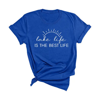 Lake Life Best Life T Shirt Lake Lover Summer Vacation Graphic Tee #HPTS-LKLIFE - Royal Blue / Small - Screen Printed