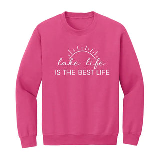 Lake Life Is the Best Life Sweatshirt Cozy Boating Lake Pullover #HPSW-LKLIFE - Hot Pink / Small - Graphic Sweatshirt