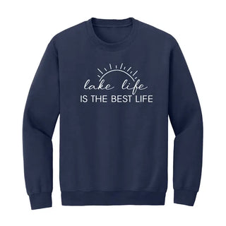 Lake Life Is the Best Life Sweatshirt Cozy Boating Lake Pullover #HPSW-LKLIFE - Navy / Small - Graphic Sweatshirt