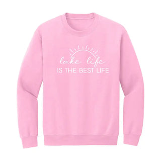 Lake Life Is the Best Life Sweatshirt Cozy Boating Lake Pullover #HPSW-LKLIFE - Light Pink / Small - Graphic Sweatshirt