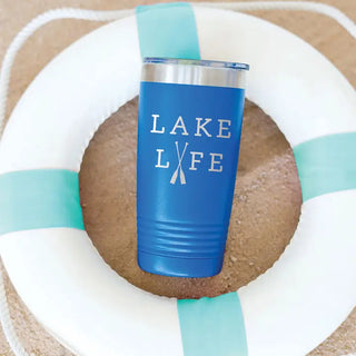 Lake Life Tumbler Royal Blue 20oz Insulated Cup Boater Cabin Gift #TWB20-LAKELIFE-RBL - Insulated Mug/Tumbler