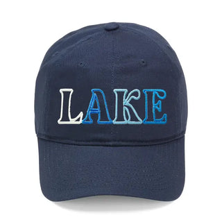 Lake Outline Embroidered Navy Colored Hat Baseball Cap Unisex #M190VL-NAVY-OLAKE - Baseball Cap - Women’s