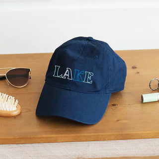 Lake Outline Embroidered Navy Colored Hat Baseball Cap Unisex #M190VL-NAVY-OLAKE - Baseball Cap - Women’s