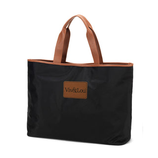Large Black Nylon Ally Tote Travel Work Everyday Shoulder Bag #M731K-VLN - Tote Bag - Women’s