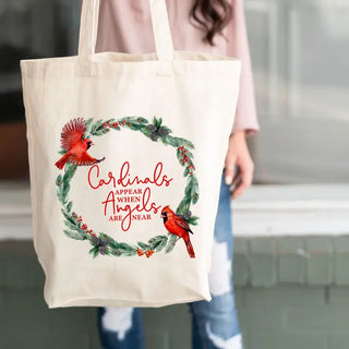 Large Cardinal Angels Are Near Gift Tote Memorial Canvas Shopping Bag #HPT2518-ANG23 - Tote Bag - Women’s