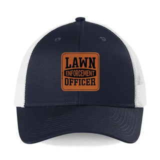 Lawn Enforcement Patch Snapback Hat Funny Lawn Care Cap for Men #L112-P702-LAWN - Navy - Trucker Hat - Unisex