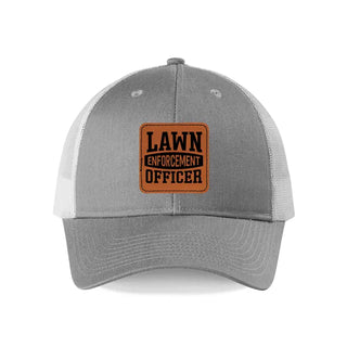 Lawn Enforcement Patch Snapback Hat Funny Lawn Care Cap for Men #L112-P702-LAWN - Grey - Trucker Hat - Unisex