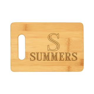 Single Initial Name Bamboo Bar Cutting Board