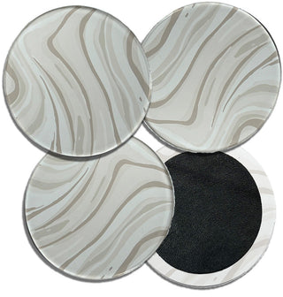 Leather Backed Marble 4 pc Coaster Set Home Decor Gift #ACS-LB-MARBLE - Coasters