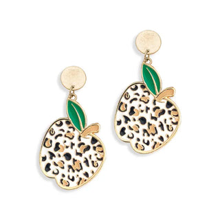 Leopard Apple Enamel Earrings #VLJE345-LPRDAPPLE - Dangle Earrings