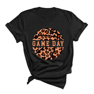 Leopard Basketball T Shirt Game Day Animal Print Sports Fan Tee #HPTS-BASKETLPRD - Black / Large - T-Shirt (Graphic)