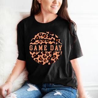 Leopard Basketball T Shirt Game Day Animal Print Sports Fan Tee #HPTS-BASKETLPRD - T-Shirt (Graphic) - Women’s
