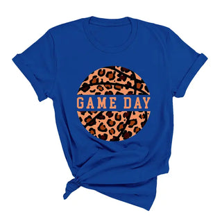 Leopard Basketball T Shirt Game Day Animal Print Sports Fan Tee #HPTS-BASKETLPRD - Royal Blue / Large - T-Shirt