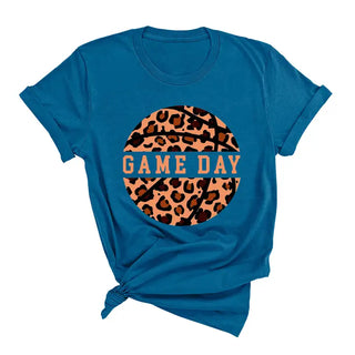 Leopard Basketball T Shirt Game Day Animal Print Sports Fan Tee #HPTS-BASKETLPRD - Deep Teal / Large - T-Shirt