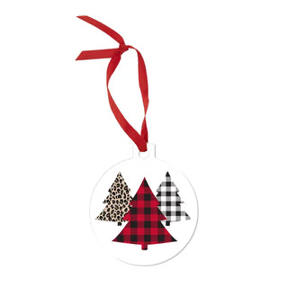 Leopard & Buffalo Check Tree Trio Ornament - 3 pc Set #SO-RD3-WILD-TREE - Ornament