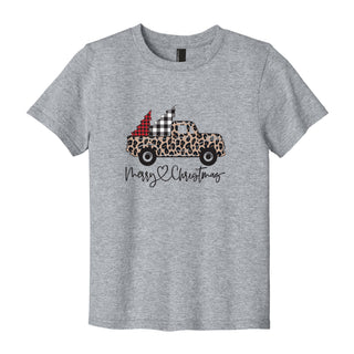 Leopard Christmas Truck with Trees T-Shirt Graphic Tee for Boys & Girls #TSY54-LPRDTRUCK - Shirt - Kids