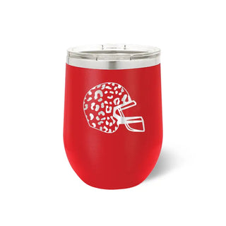 Leopard Football Helmet Tumbler 12oz Insulated Game Day Cup #TWB12-LPRDHEL-BLK - Red - Insulated Mug/Tumbler