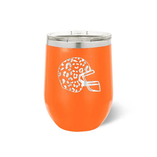 Leopard Football Helmet Tumbler 12oz Insulated Game Day Cup #TWB12-LPRDHEL-BLK - Orange - Insulated Mug/Tumbler