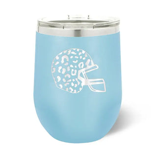 Leopard Football Helmet Tumbler 12oz Insulated Game Day Cup #TWB12-LPRDHEL-BLK - Light Blue - Insulated Mug/Tumbler