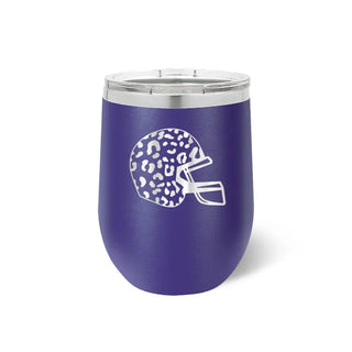 Leopard Football Helmet Tumbler 12oz Insulated Game Day Cup #TWB12-LPRDHEL-BLK - Purple - Insulated Mug/Tumbler