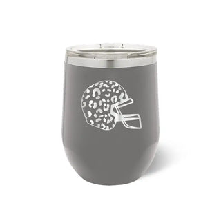 Leopard Football Helmet Tumbler 12oz Insulated Game Day Cup #TWB12-LPRDHEL-BLK - Grey - Insulated Mug/Tumbler