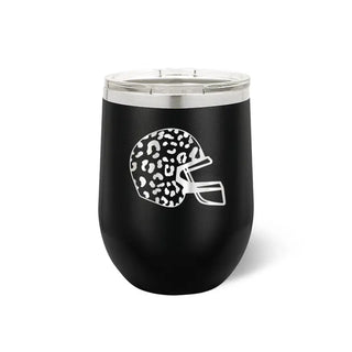 Leopard Football Helmet Tumbler 12oz Insulated Game Day Cup #TWB12-LPRDHEL-BLK - Black - Insulated Mug/Tumbler
