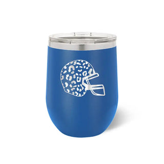 Leopard Football Helmet Tumbler 12oz Insulated Game Day Cup #TWB12-LPRDHEL-BLK - Royal Blue - Insulated Mug/Tumbler