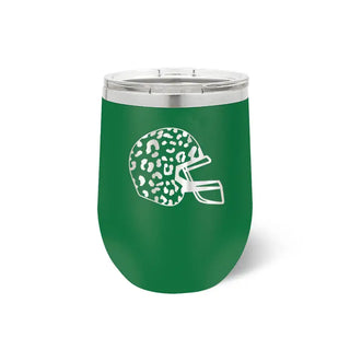 Leopard Football Helmet Tumbler 12oz Insulated Game Day Cup #TWB12-LPRDHEL-BLK - Green - Insulated Mug/Tumbler