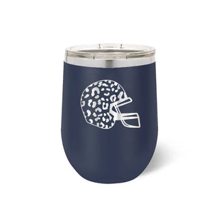 Leopard Football Helmet Tumbler 12oz Insulated Game Day Cup #TWB12-LPRDHEL-BLK - Navy - Insulated Mug/Tumbler