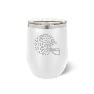 Leopard Football Helmet Tumbler 12oz Insulated Game Day Cup #TWB12-LPRDHEL-BLK - White - Insulated Mug/Tumbler