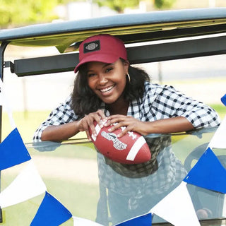 Leopard Football Patch Garnet Baseball Cap Game Day Hat for Women #L190-GAR-P103-LPRDFB - Baseball Cap - Women’s
