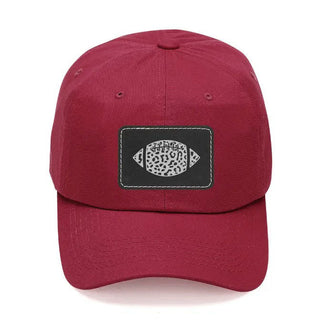 Leopard Football Patch Garnet Baseball Cap Game Day Hat for Women #L190-GAR-P103-LPRDFB - Baseball Cap - Women’s