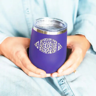 Leopard Football Tumbler 12oz Insulated Game Day Cup Football Mom Gift #TWB12-LPRDFB - Insulated Mug/Tumbler