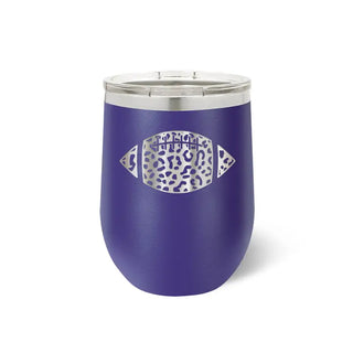 Leopard Football Tumbler 12oz Insulated Game Day Cup Football Mom Gift #TWB12-LPRDFB - Purple - Insulated Mug/Tumbler
