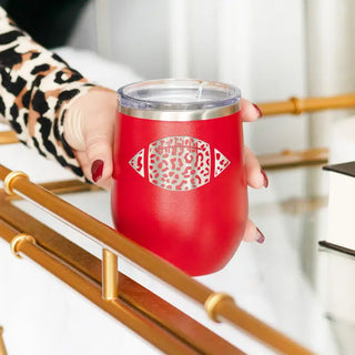 Leopard Football Tumbler 12oz Insulated Game Day Cup Football Mom Gift #TWB12-LPRDFB - Insulated Mug/Tumbler