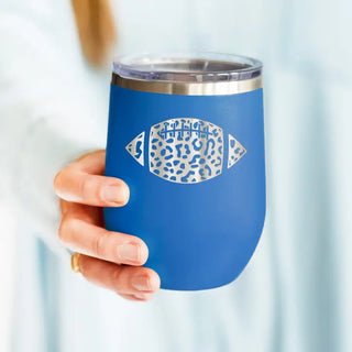 Leopard Football Tumbler 12oz Insulated Game Day Cup Football Mom Gift #TWB12-LPRDFB - Royal Blue - Insulated