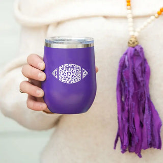 Leopard Football Tumbler 12oz Insulated Game Day Cup Football Mom Gift #TWB12-LPRDFB - Insulated Mug/Tumbler