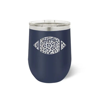 Leopard Football Tumbler 12oz Insulated Game Day Cup Football Mom Gift #TWB12-LPRDFB - Navy - Insulated Mug/Tumbler