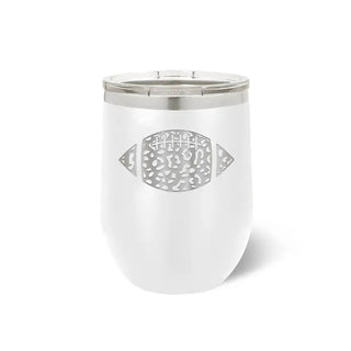 Leopard Football Tumbler 12oz Insulated Game Day Cup Football Mom Gift #TWB12-LPRDFB - White - Insulated Mug/Tumbler