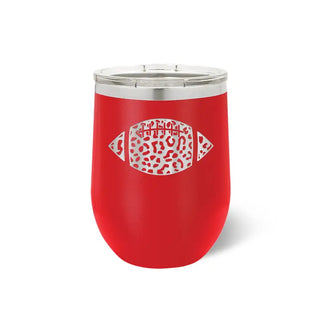 Leopard Football Tumbler 12oz Insulated Game Day Cup Football Mom Gift #TWB12-LPRDFB - Red - Insulated Mug/Tumbler