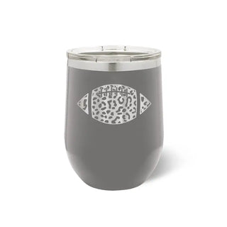Leopard Football Tumbler 12oz Insulated Game Day Cup Football Mom Gift #TWB12-LPRDFB - Slate - Insulated Mug/Tumbler