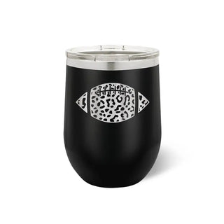 Leopard Football Tumbler 12oz Insulated Game Day Cup Football Mom Gift #TWB12-LPRDFB - Black - Insulated Mug/Tumbler