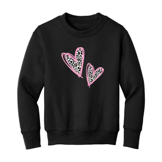 Leopard Heart Kid’s Sweatshirt #HPSW-LPRDHRT23 - Black / XS - Sweatshirt - Kids