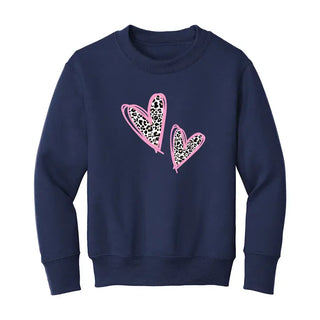 Leopard Heart Kid’s Sweatshirt #HPSW-LPRDHRT23 - Navy / XS - Sweatshirt - Kids