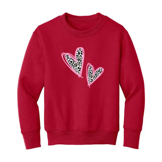 Leopard Heart Kid’s Sweatshirt #HPSW-LPRDHRT23 - Red / XS - Sweatshirt - Kids