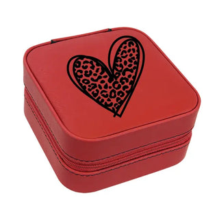Leopard Heart Red Jewelry Case #L2308-RED-LPRDHRT - Jewelry Box/Organizer