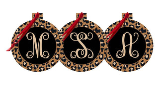 Leopard Initial Round Christmas Ornament Monogram Single Initial #SO-RD-LPRD23 - Ornament Set